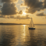 Sail boat on the calm waters.